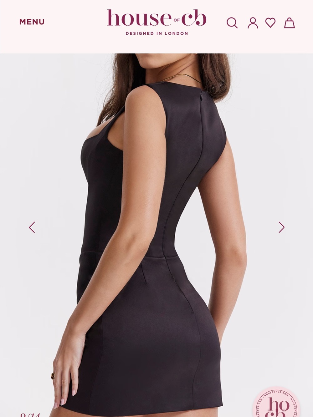House of CB Black Square-Neck Bodycon Mini Dress size small - Picture 2 of 10
